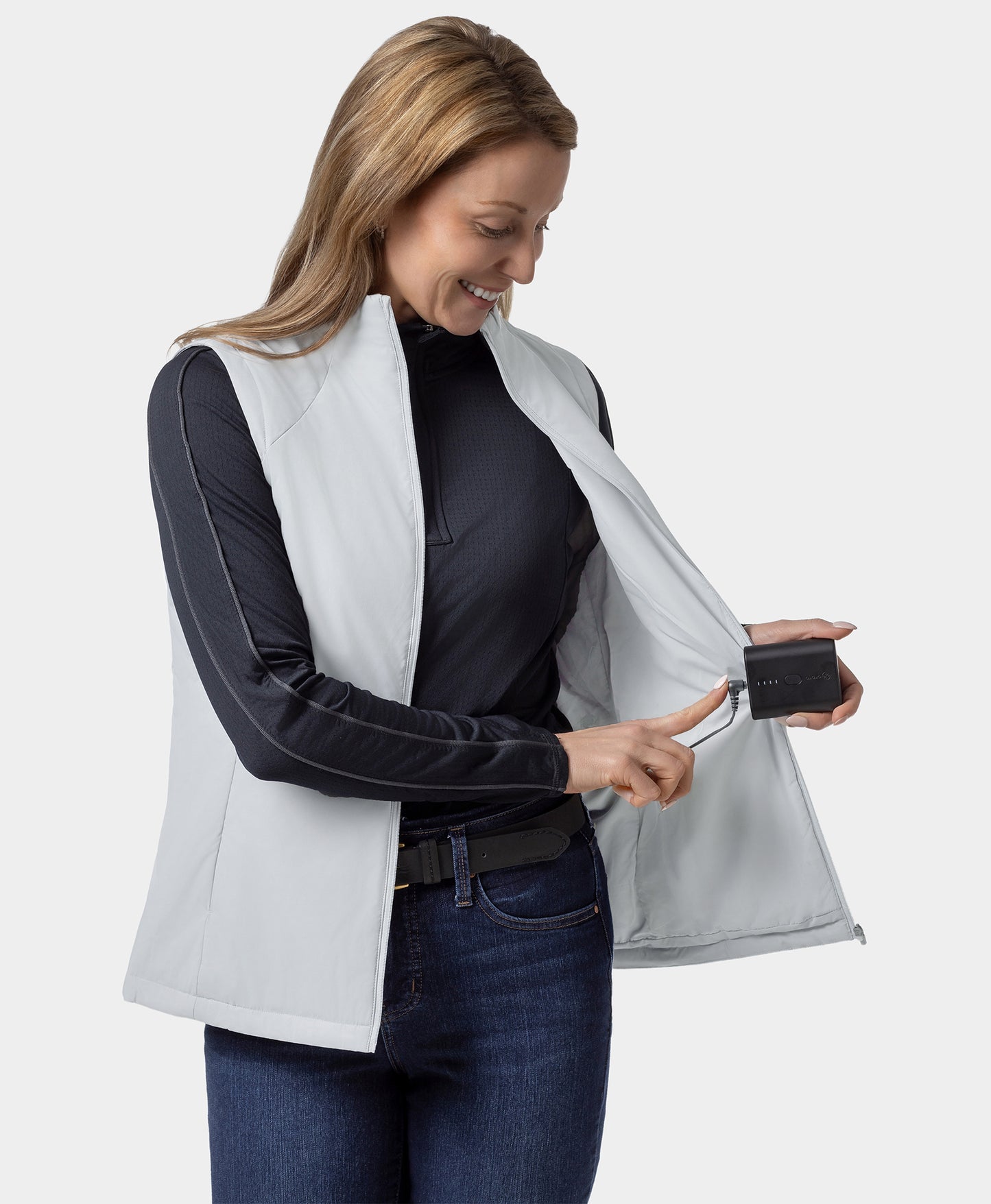 Pinehurst Women's Heated Golf Vest - Light Gray