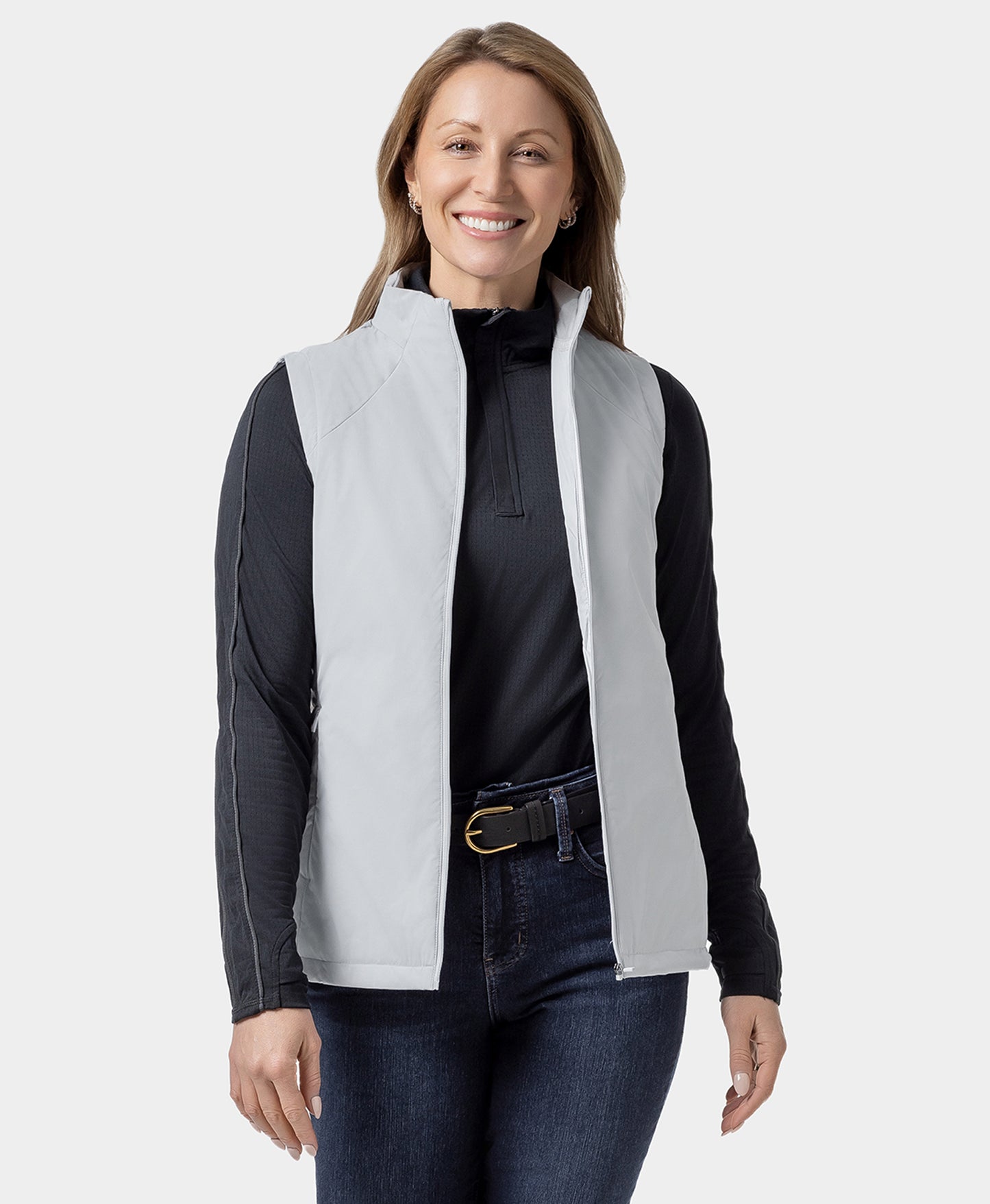 Pinehurst Women's Heated Golf Vest - Light Gray