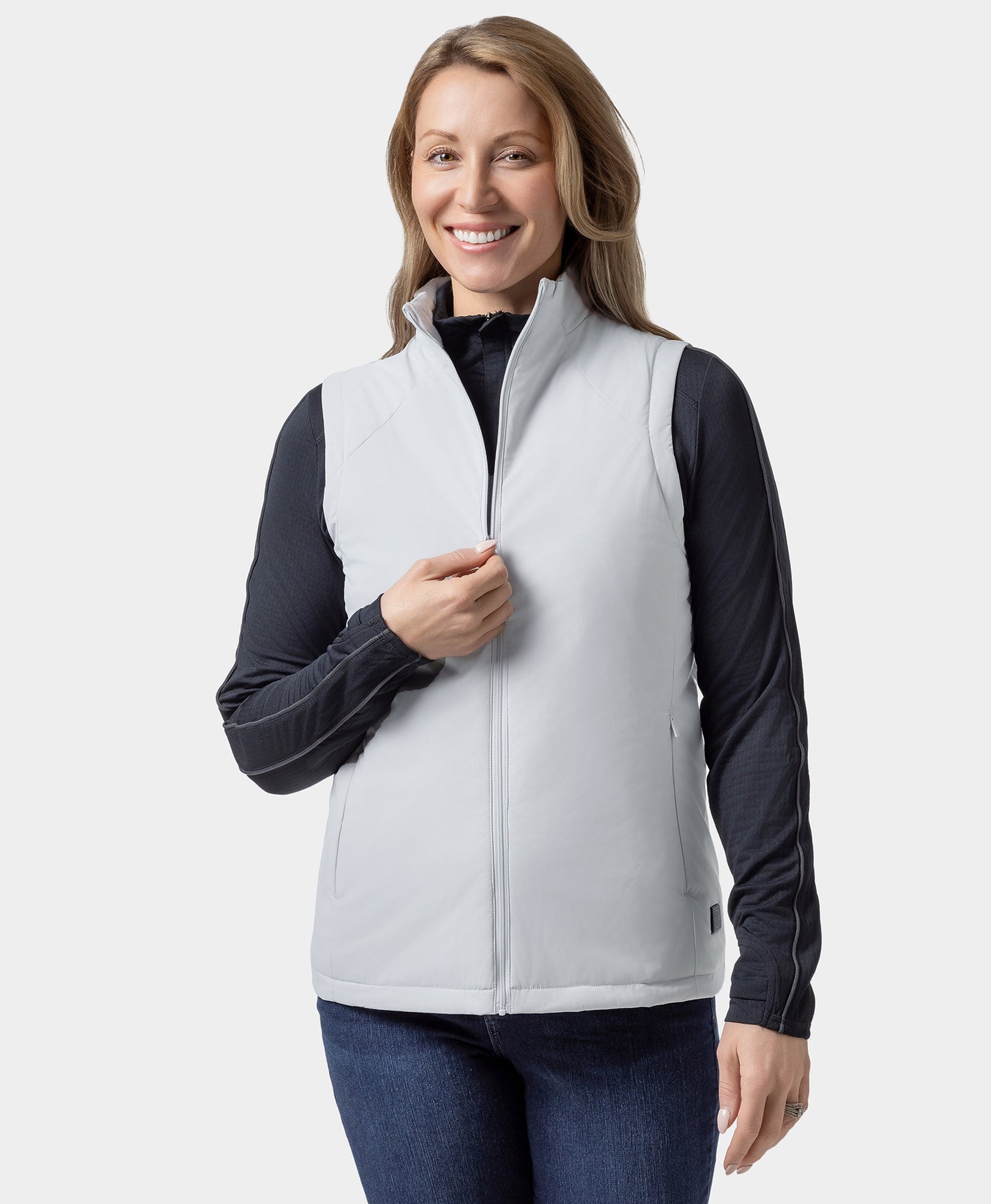 Pinehurst Women's Heated Golf Vest - Light Gray