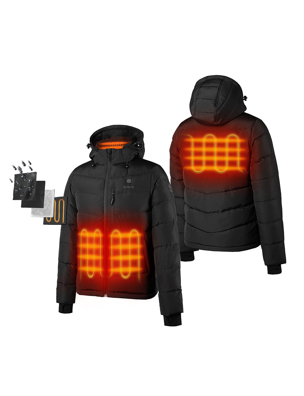 Four Heating Zones: Left & Right Pocket, Collar, and Upper Back