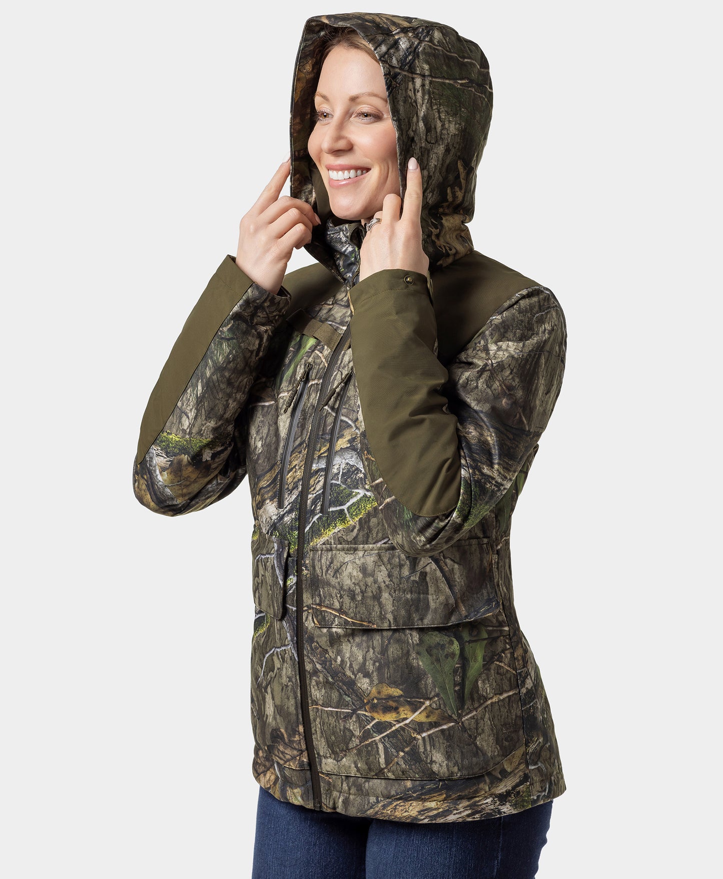 Women's Heated Hunting Jacket - Camouflage, Mossy Oak Country DNA