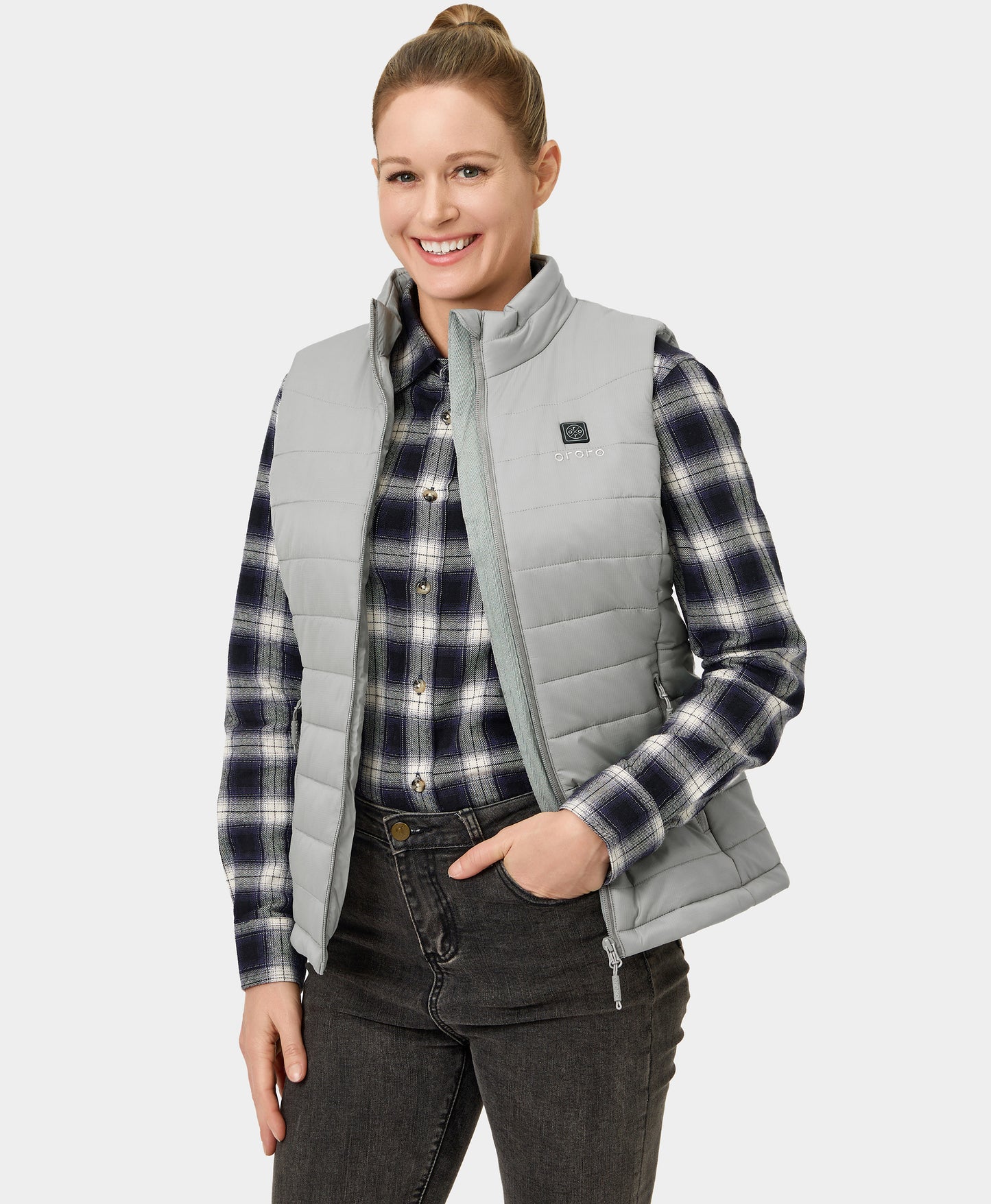 Women's Classic Heated Vest - Black/Off-White/Gray