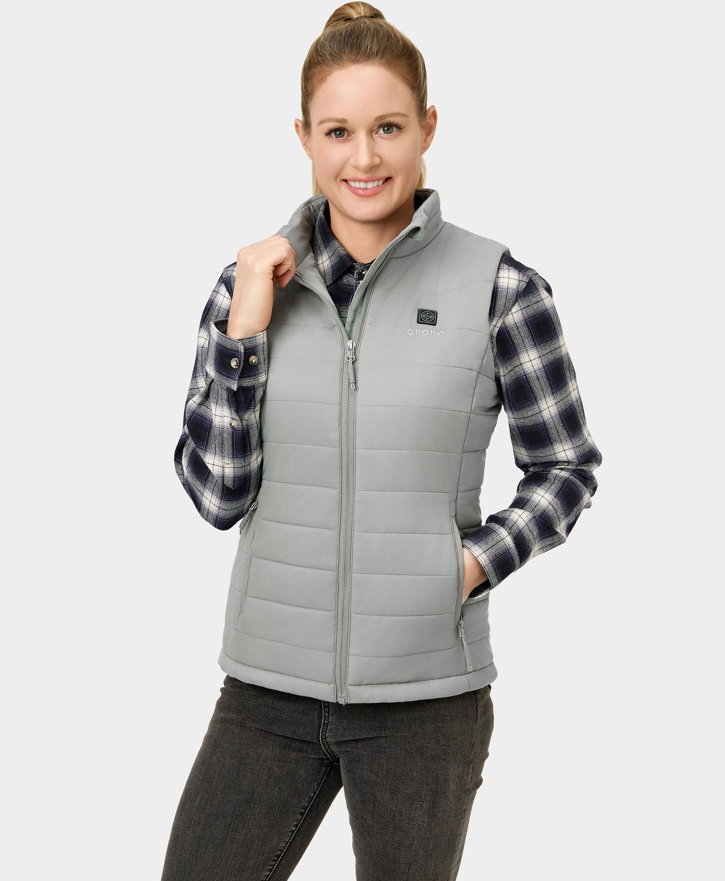 Women's Classic Heated Vest - Black/Off-White/Gray