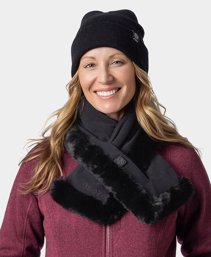 Queen Cove Unisex Heated Faux Fur Fleece Scarf