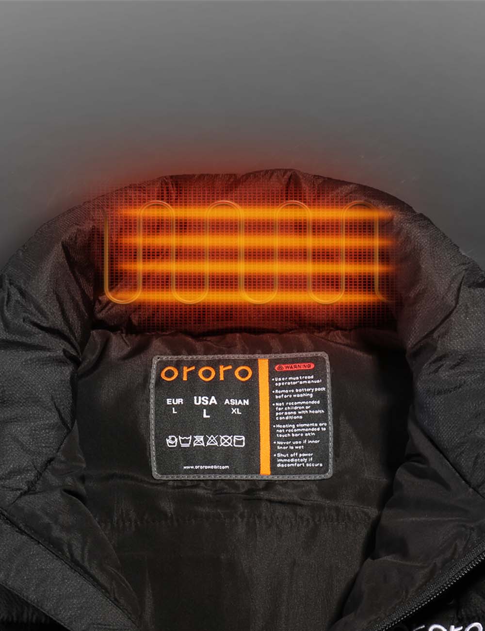 Men Heated Vest Black 10 Hours of Electric Warmth ORORO ororo