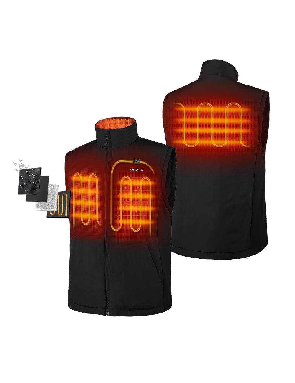 Four Heating Zones: Left & Right Chest, Collar, and Upper-Back 