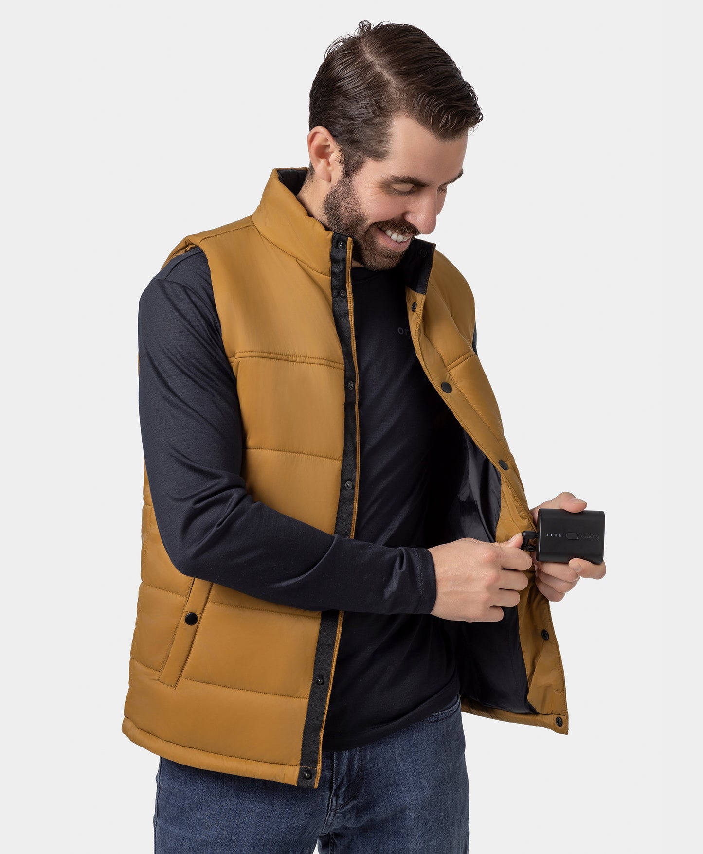 PuffLyte Men's Heated Lightweight Vest - Dark Khaki