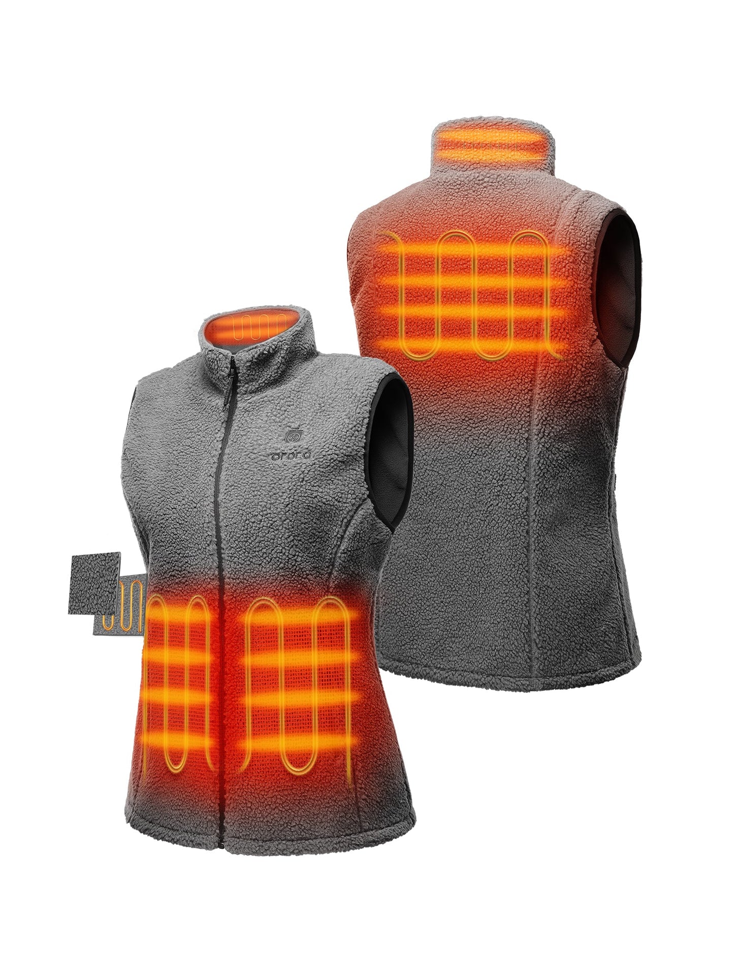 Four Heating Zones: left & right pocket, collar, upper back